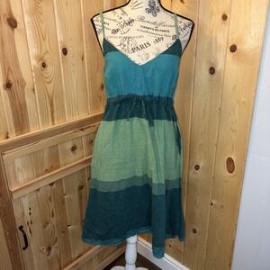 Jayli Green Sundress Y2k Hippie Festival Boho Pockets Large Cotton